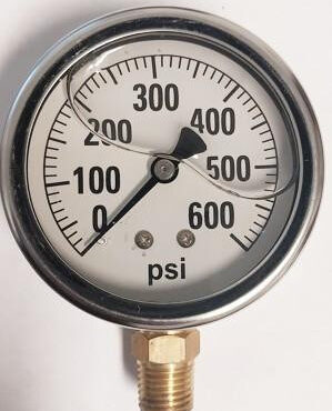 Pressure Gauge 600 PSI - Liquid Filled