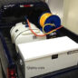 50 Gallon electric sprayer in compact truck with toolbox.  This sprayer will fit any pickup truck